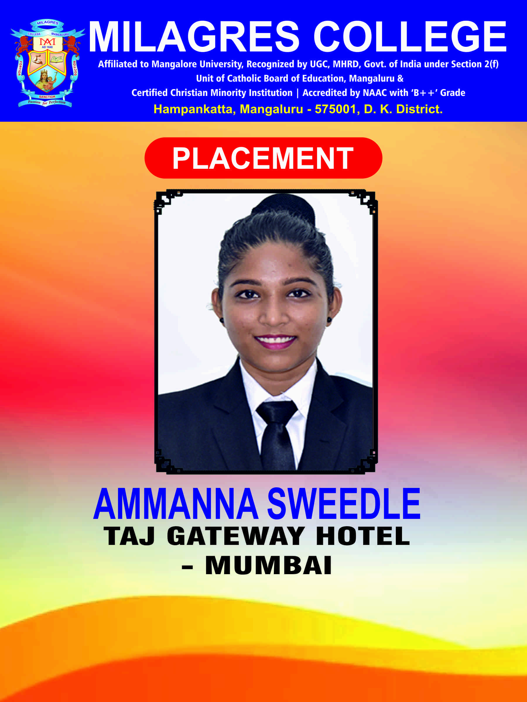 Successfully placed student